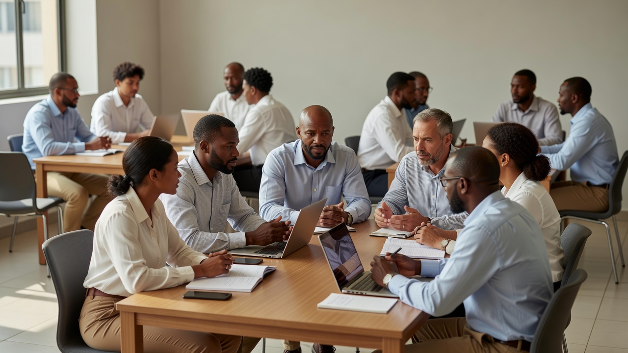 Team in breakout discussion groups during workshop