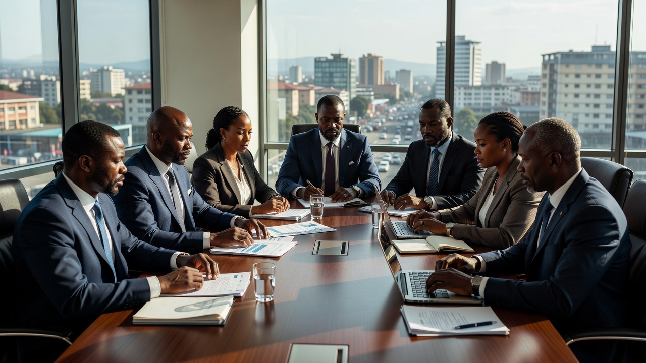 Forest Harbor Hall team in a corporate boardroom meeting